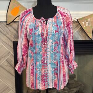 Savanna Jane Women's Size S Embroidered Tunic Top Boho Festival